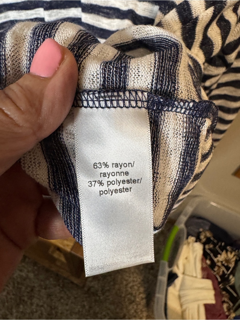 Maurices Women’s Navy Blue & White Striped Hooded Pullover 3/4 Sleeve - Picture 4 of 4